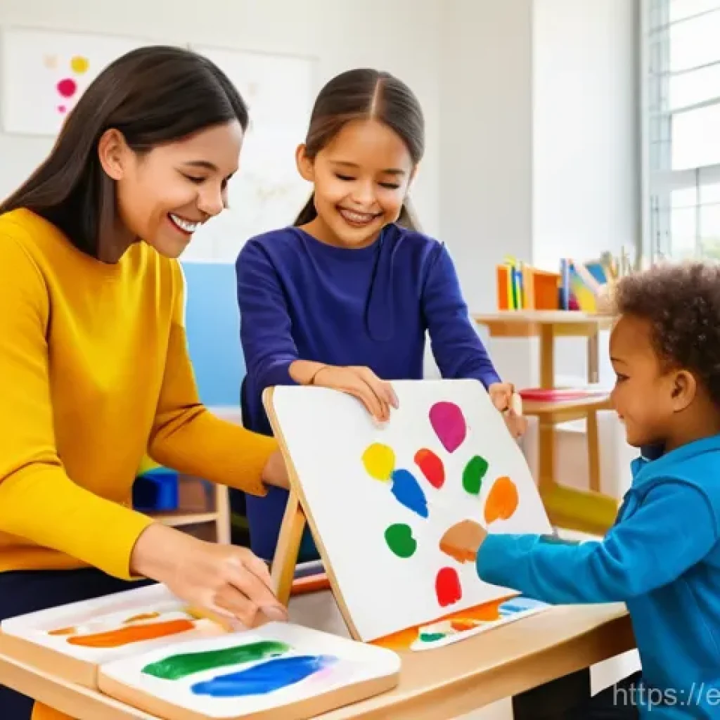 유아교육지도사로서의 커리어 패스 - **Prompt 1: A joyful early childhood classroom scene.**
"A vibrant and bustling early childhood ...