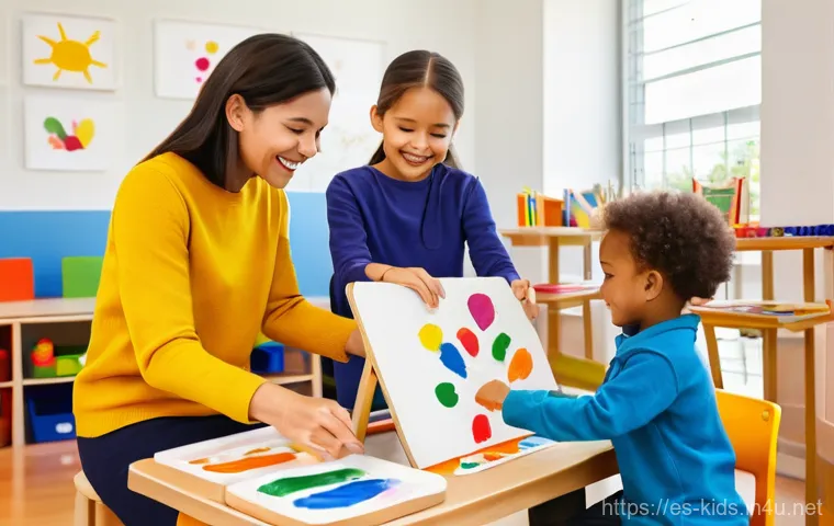유아교육지도사로서의 커리어 패스 - **Prompt 1: A joyful early childhood classroom scene.**
"A vibrant and bustling early childhood ...