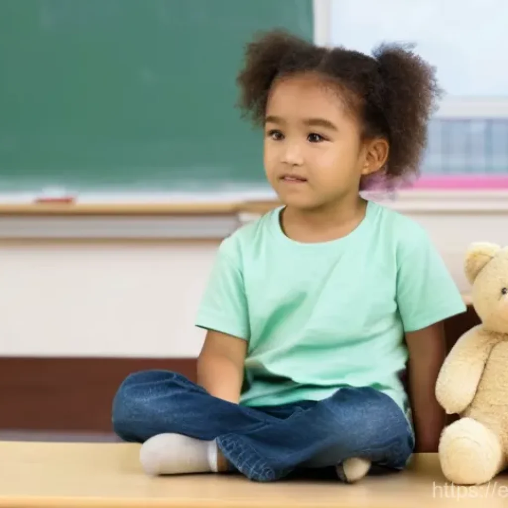유아교육지도사 교육 실습 중 발생한 일화 - **Prompt: "A heartwarming scene depicting a kindergarten classroom. A young child, approximately 4 y...