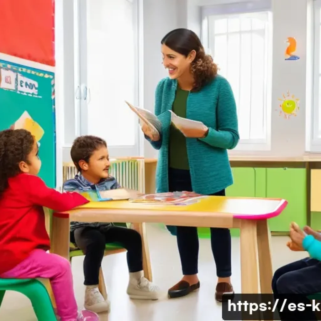 유아교육지도사 자격증 시험 FAQ 정리 - A warm and inviting classroom scene in a Spanish preschool, showing a diverse group of children aged...