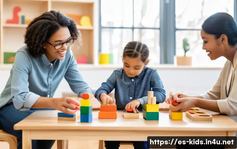 유아교육지도사 자격증 취득 후기 - A bright, modern classroom setting with a diverse group of early childhood educators in casual profe...