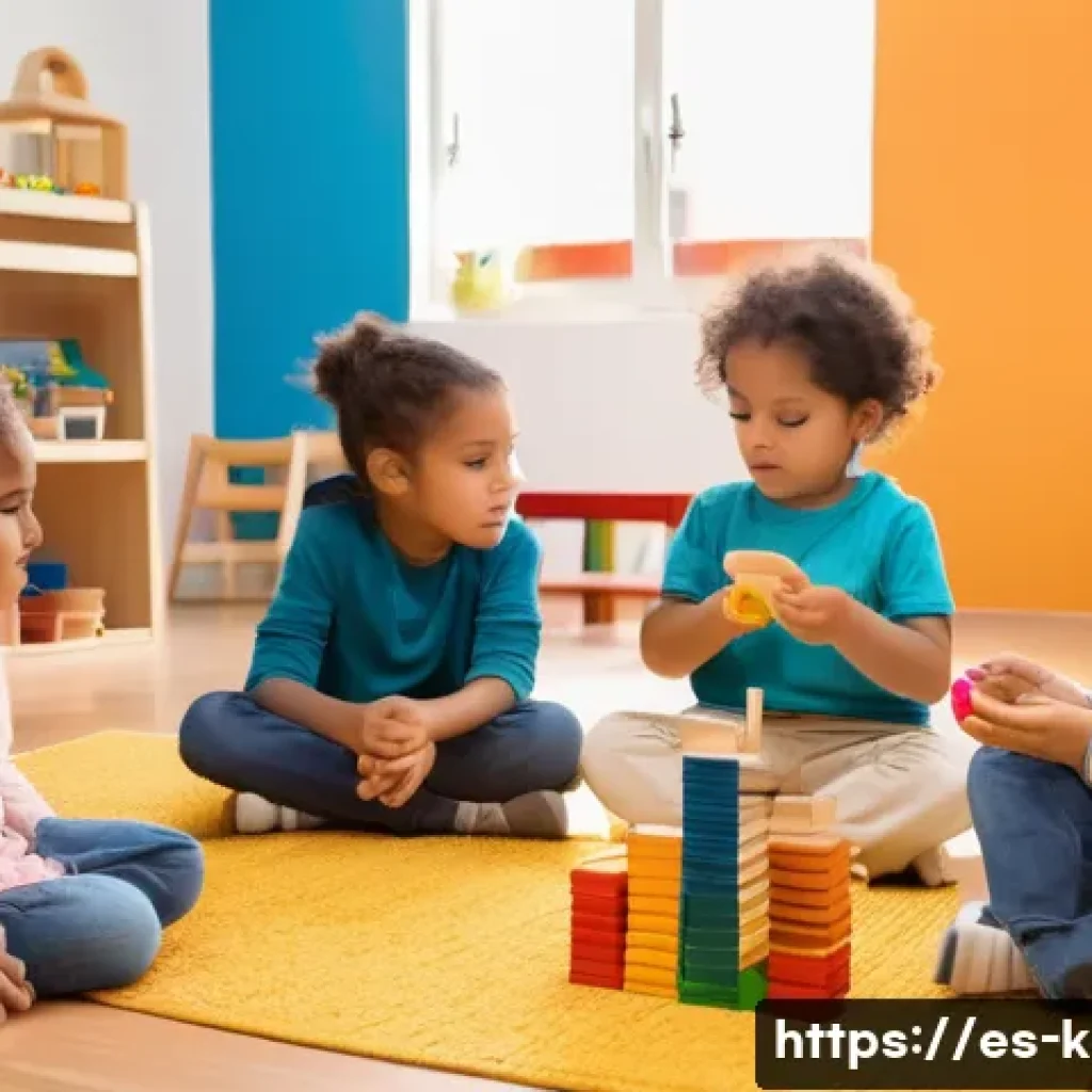 유아교육지도사 필기시험 대비 기초 과목 정리 - A warm and inviting early childhood classroom in a Spanish cultural setting, showing diverse childre...