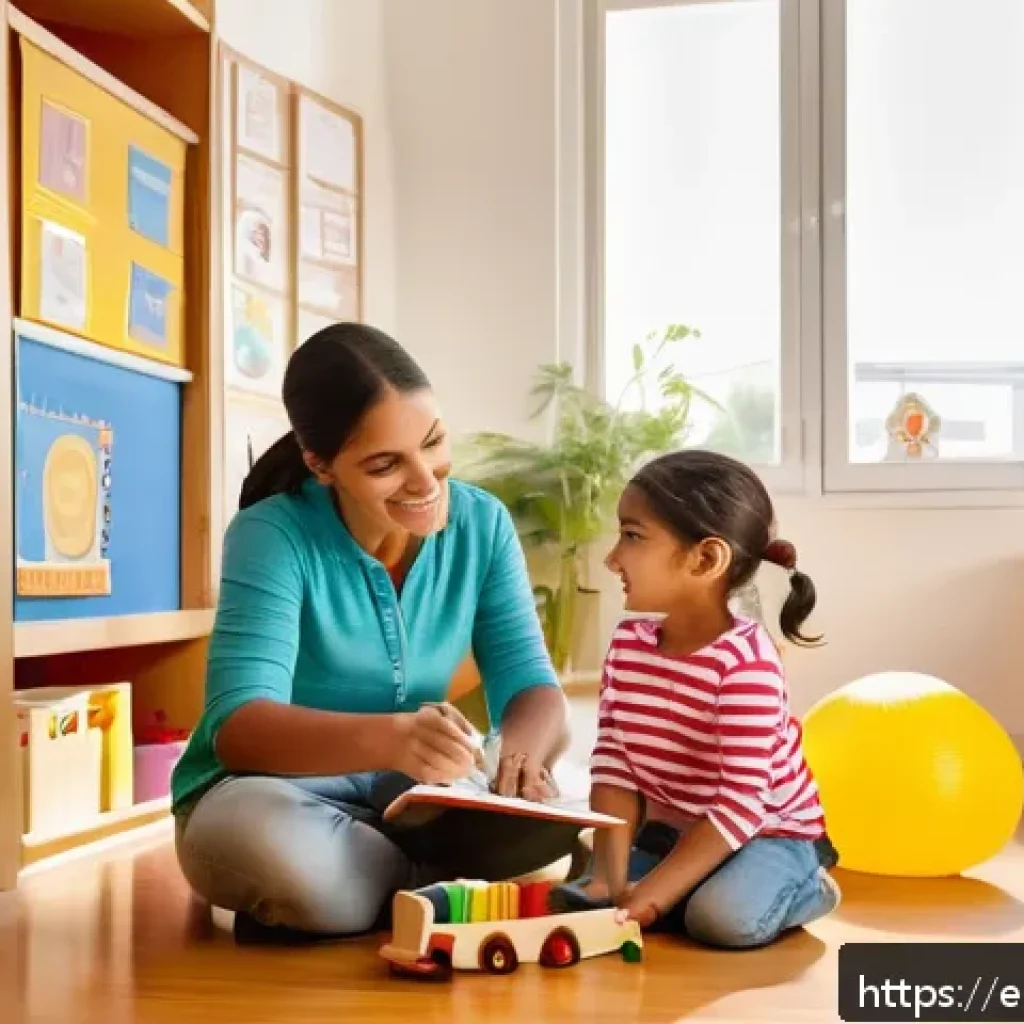 유아교육지도사 자격증 시험에 자주 나오는 키워드 - A warm, inviting early childhood classroom scene in a Spanish cultural setting, showing a diverse gr...