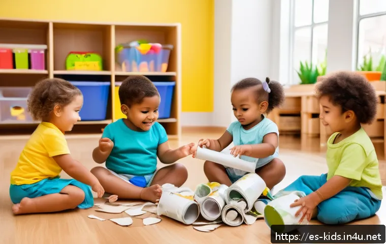 유아교육지도사와 관련된 최신 연구 - A bright and cheerful early childhood classroom scene in a Spanish daycare, featuring a diverse grou...