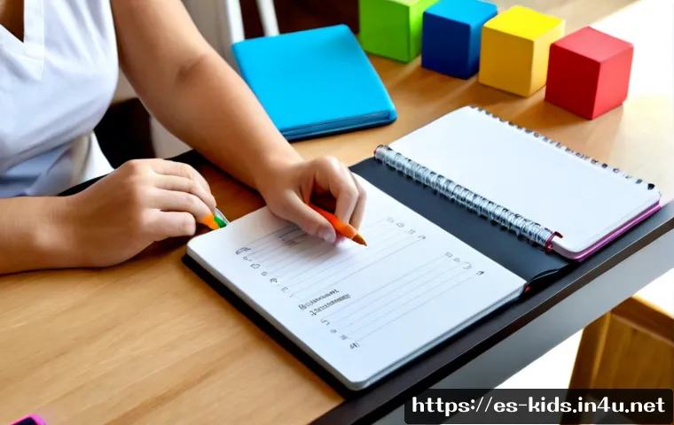 유아교육지도사 강의 준비를 위한 필수 항목 정리 - Photorealistic early childhood education instructor preparing a course at a bright home office in Sp...