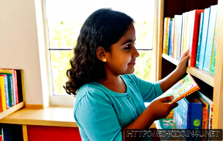 Home 17 유아교육지도사로서 성장하기 위한 독서 리스트 - Photorealistic early childhood educator in a warm Spanish-speaking community library, thoughtfully s...